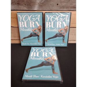 Brand NEW & Sealed Yoga Burn Monthly 1-3 DVDs - Restorative, Hatha, Kundalini
